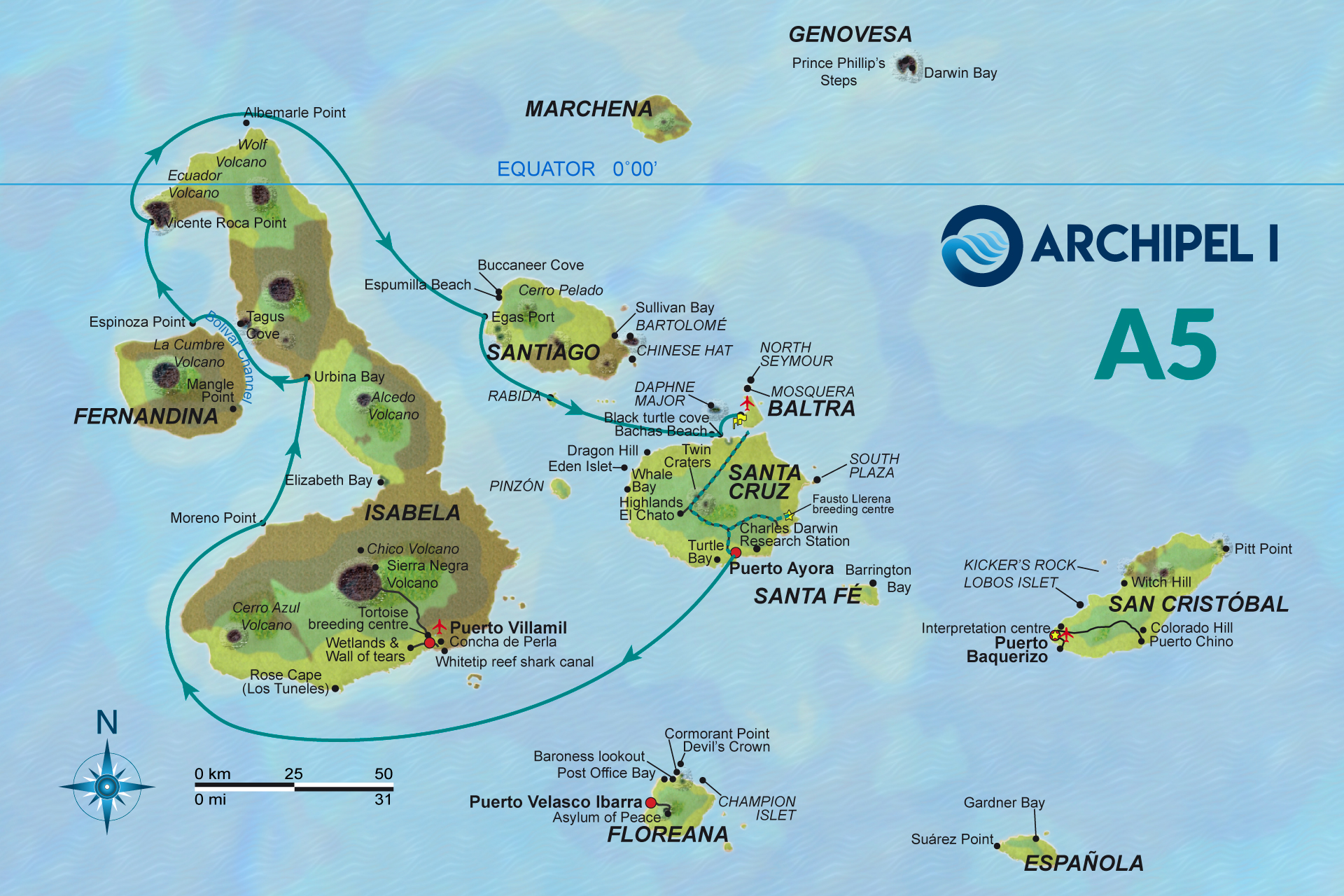 catamaran-archipel-Galapagos-Islands-naturalist-cruise-map